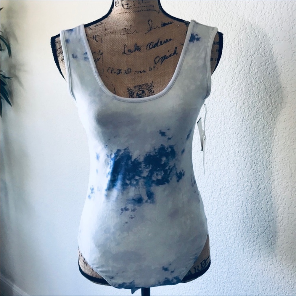 80’s Boho Tie Dyed BODYSUIT Women’s Size Medium Scoop Neck  Super Soft N…